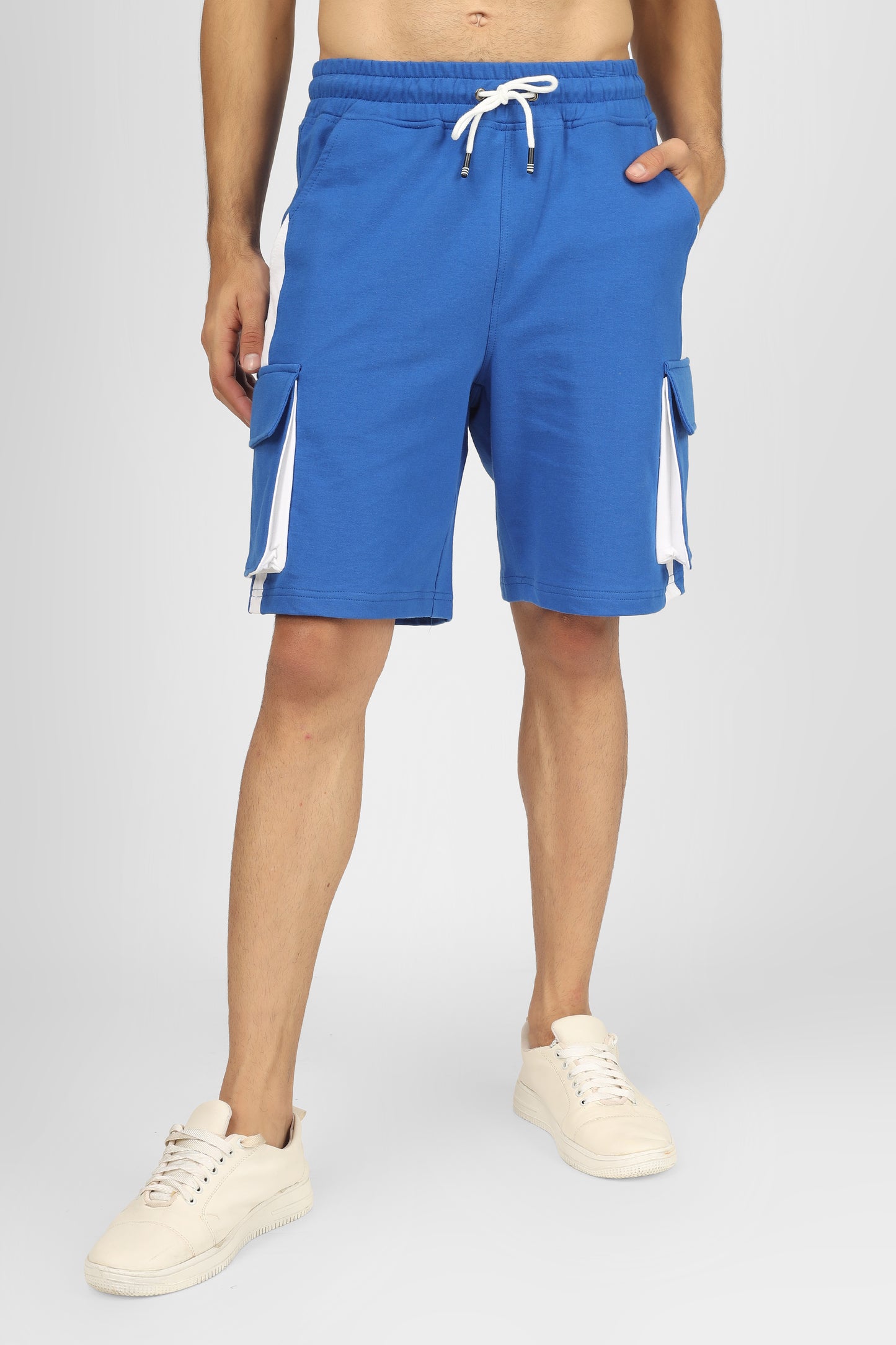 Regular Fit Cargo Shorts (Royal Blue & White) - Wearduds