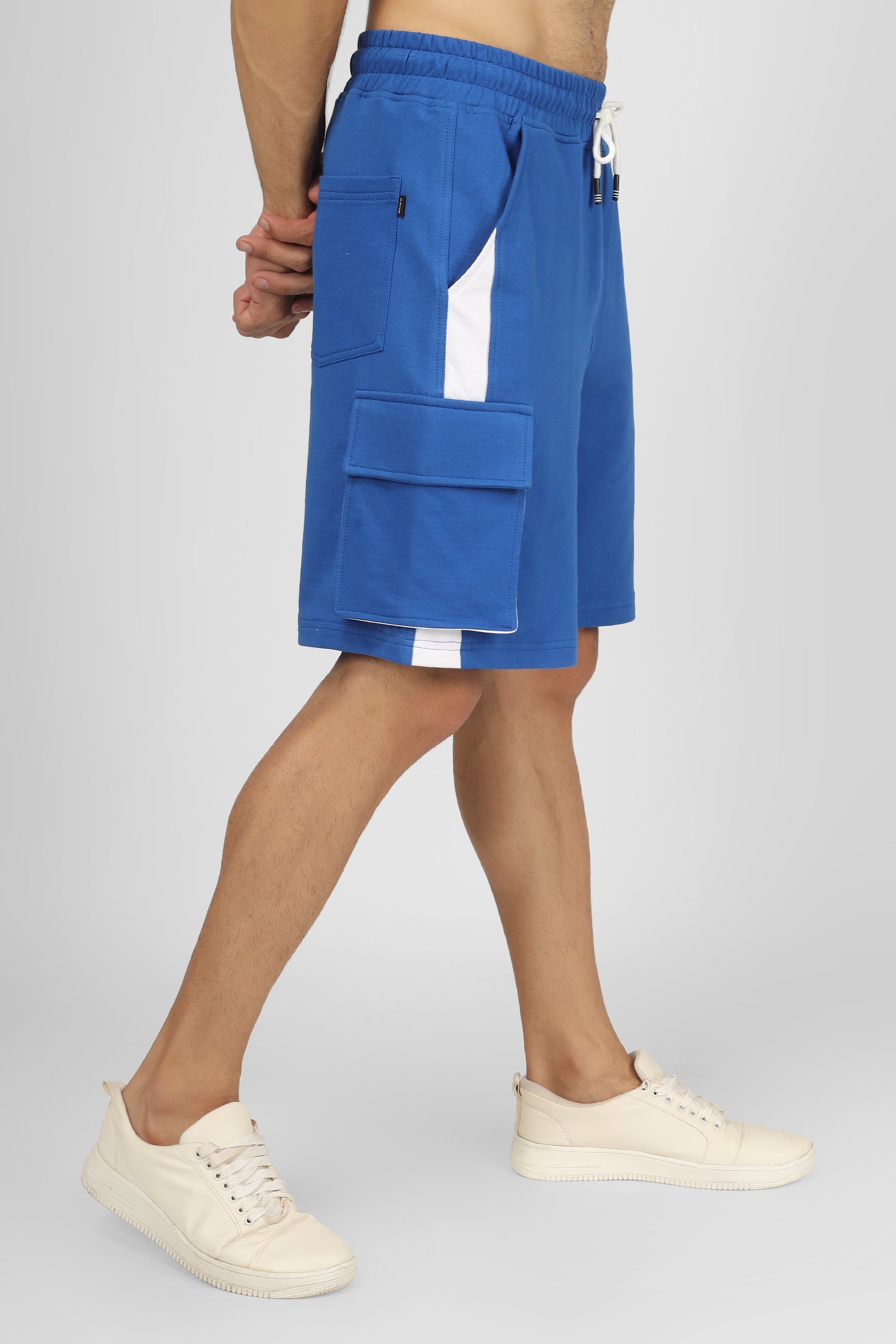 Regular Fit Cargo Shorts (Royal Blue & White) - Wearduds