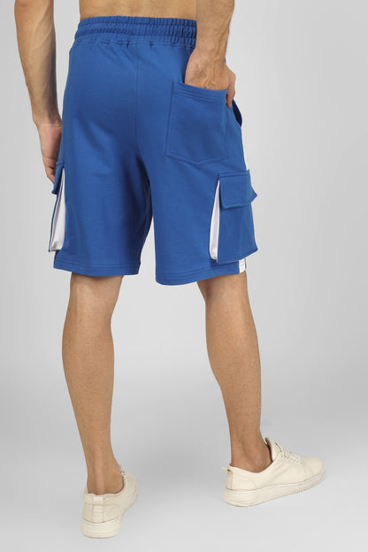 Regular Fit Cargo Shorts (Royal Blue & White) - Wearduds