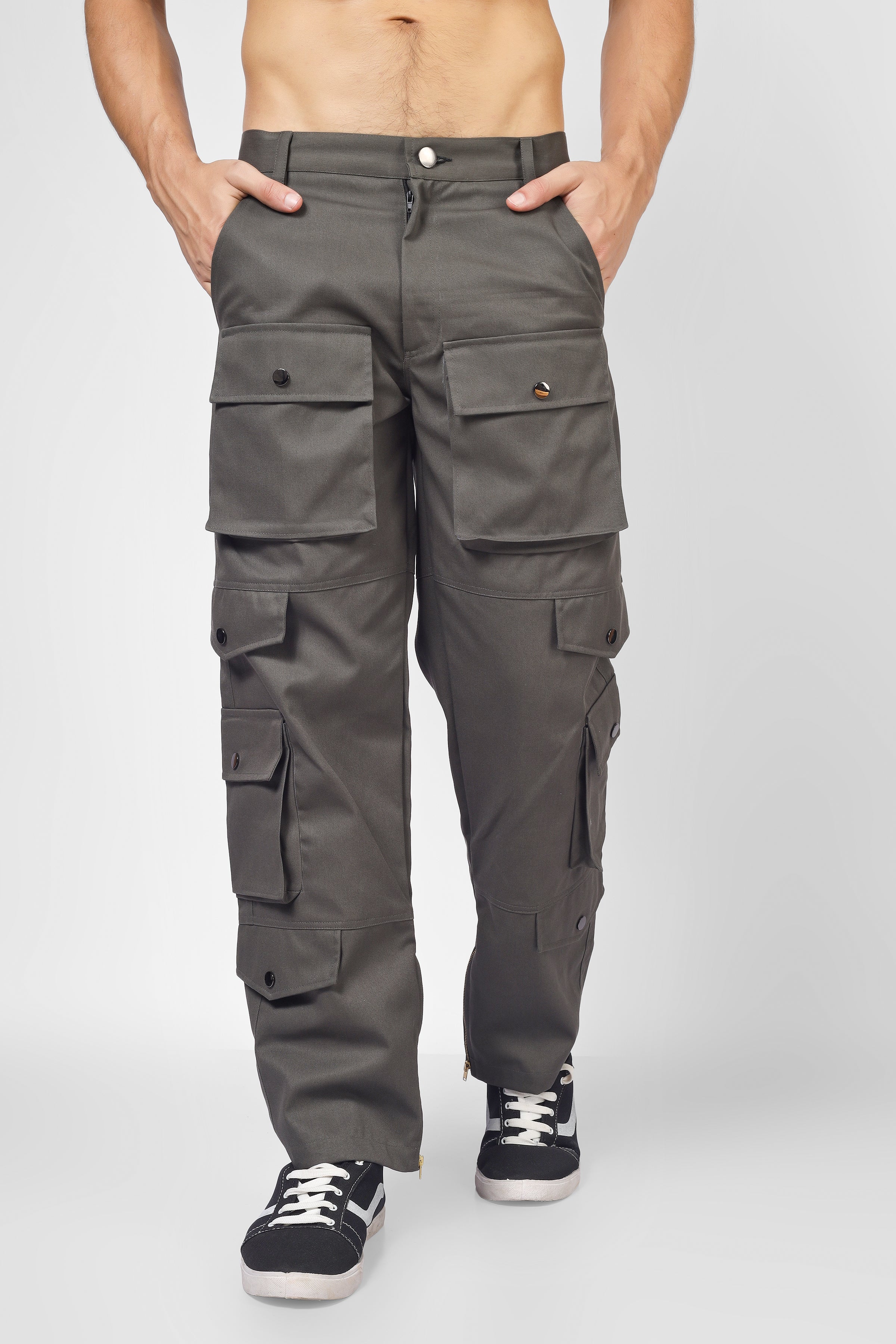 Shadow Grey Cargo pants With 8 Cargo Pocket - Wearduds