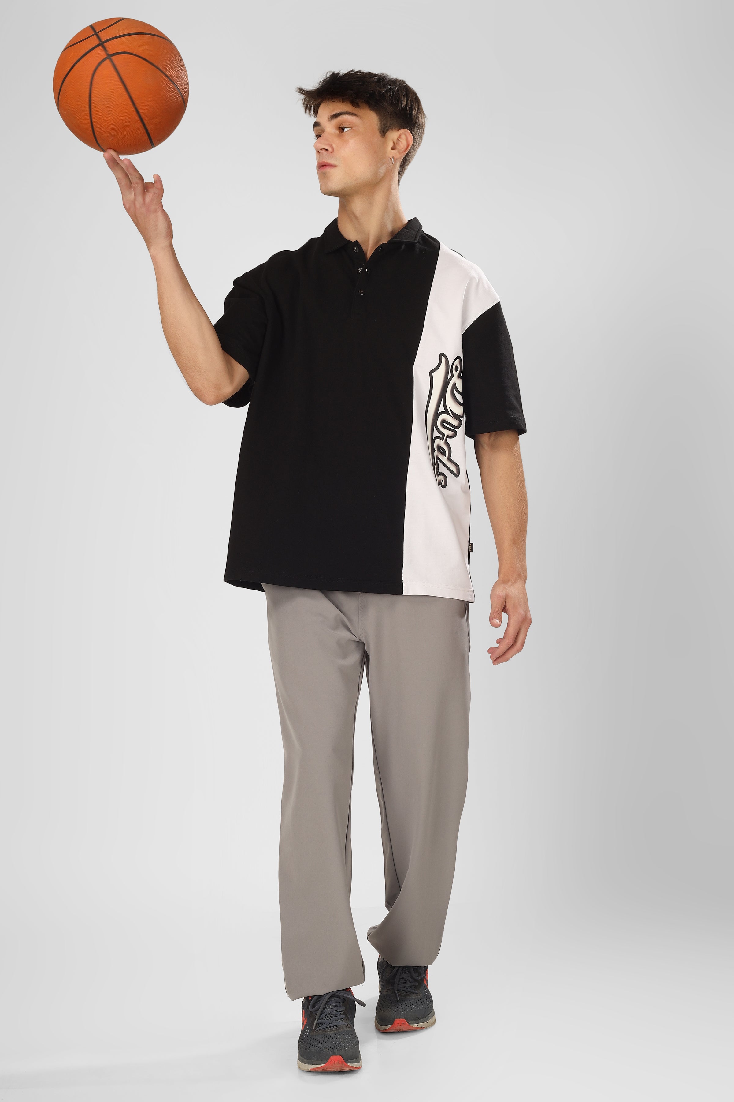 Cheugy Oversized Polo T-Shirt (Black-White)