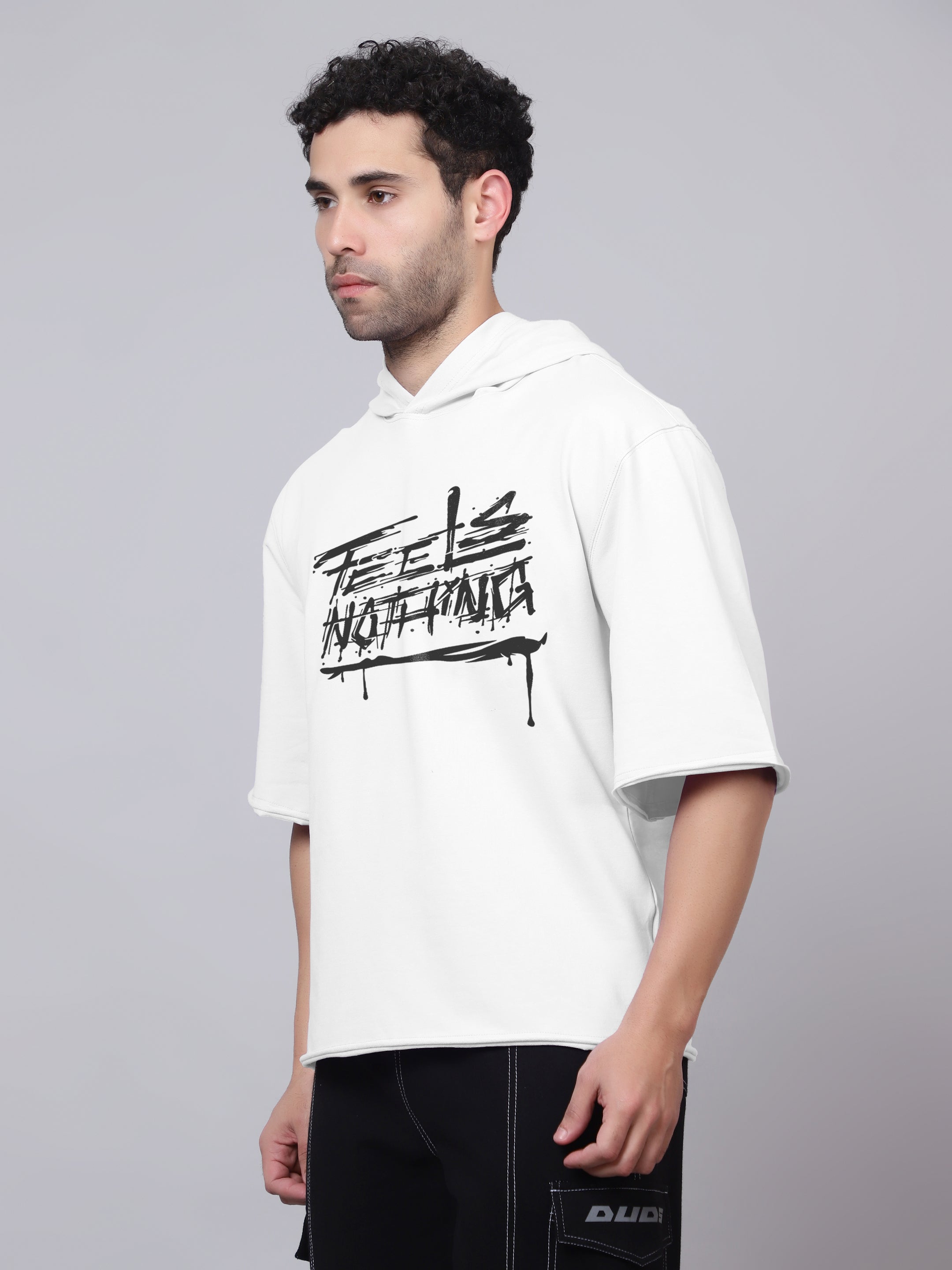 Feels Nothing Kimono sleeve All season Hoodie T-Shirt (White) - Wearduds