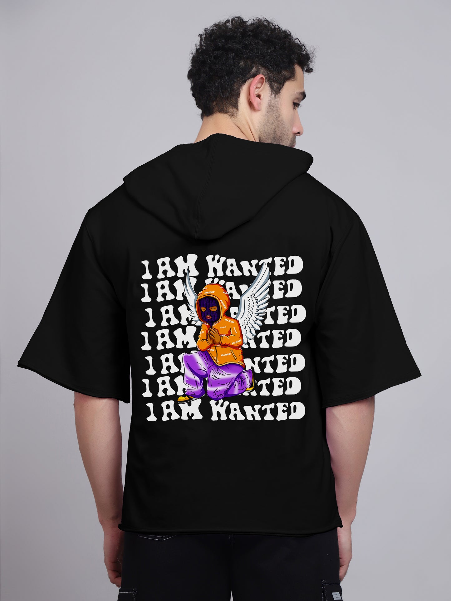 Wanted Kimono sleeve All season Hoodies T-Shirt (Black) - Wearduds