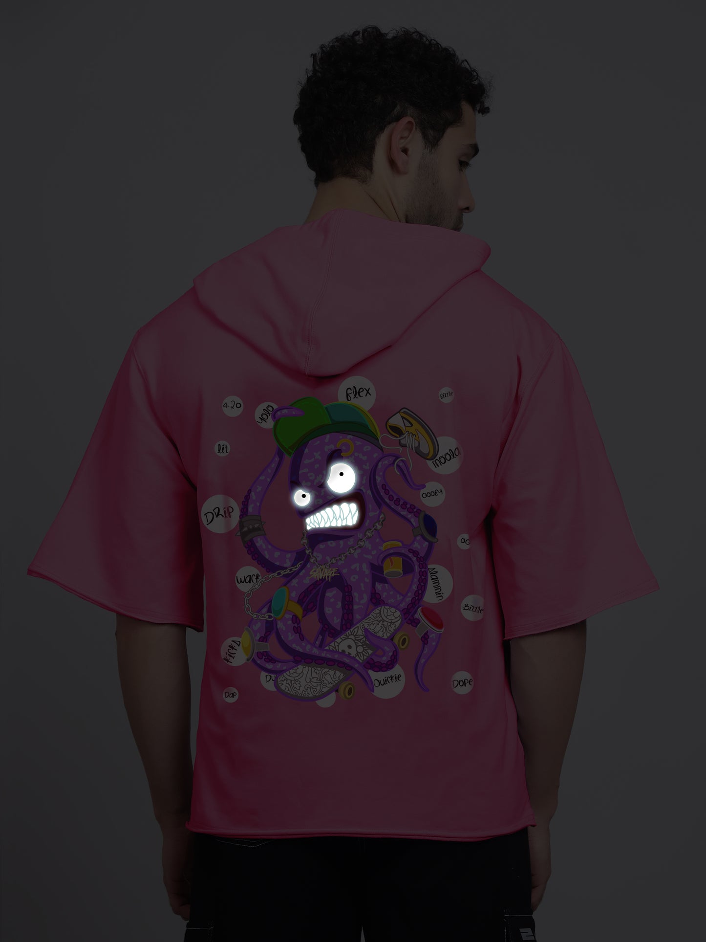 Octopus Kimono sleeve All season Hoodie T-Shirt (Baby Pink) - Wearduds