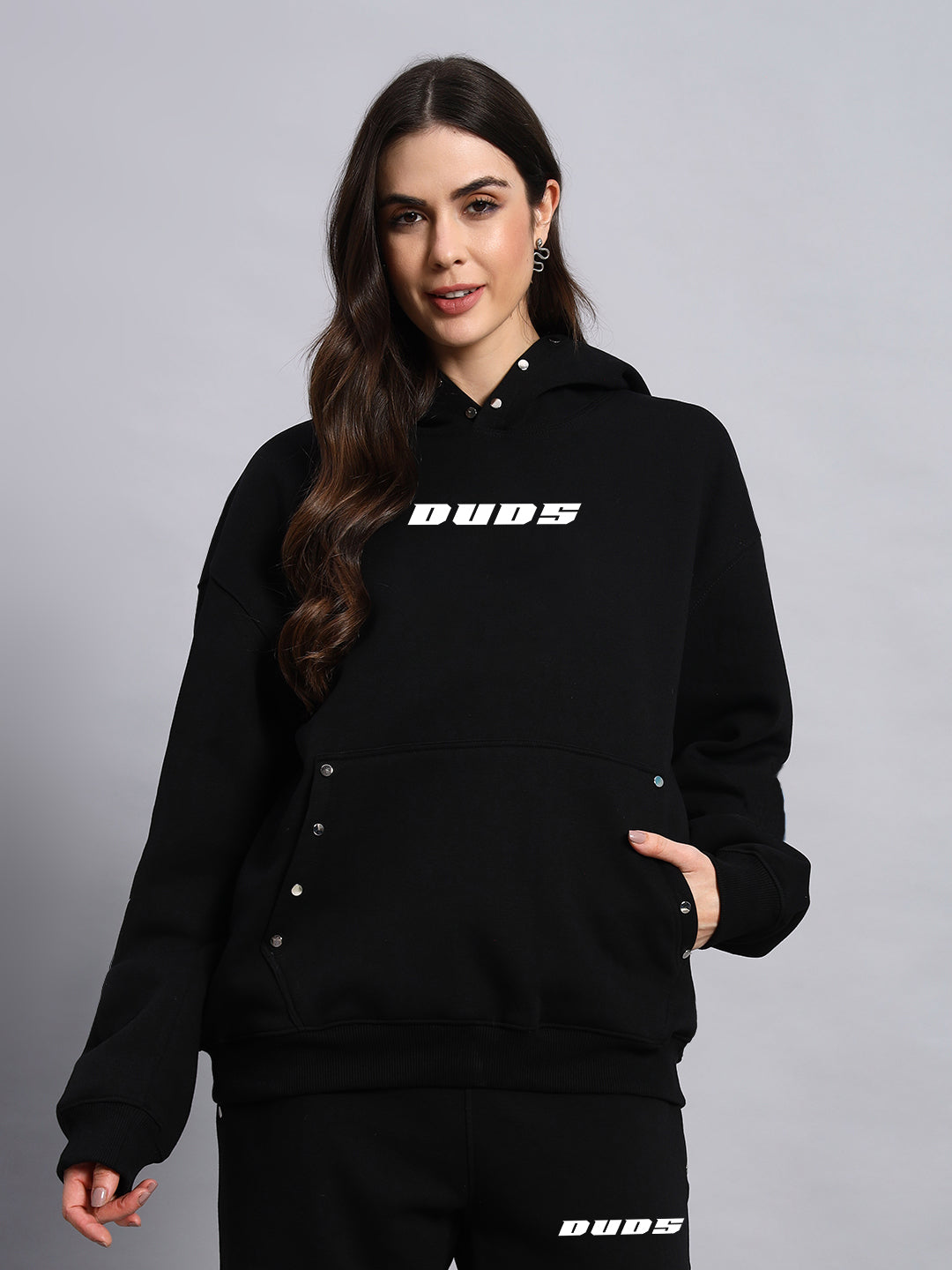 Women Rigid Fleece Hoodie (Black)