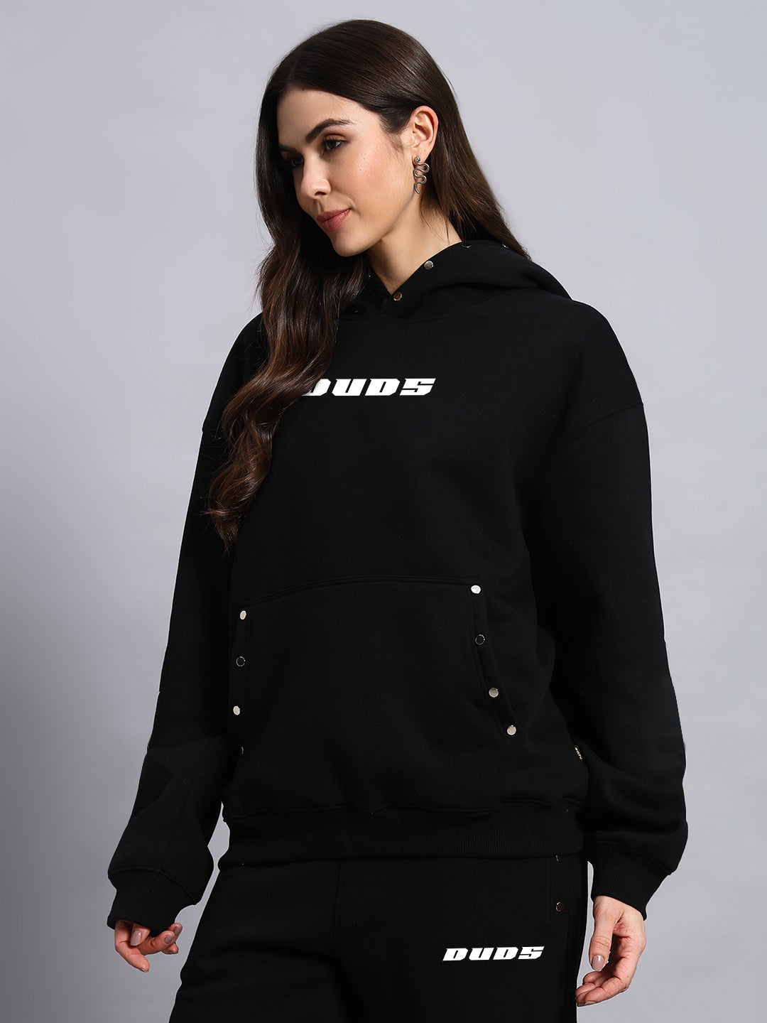 Women Rigid Fleece Hoodie (Black)