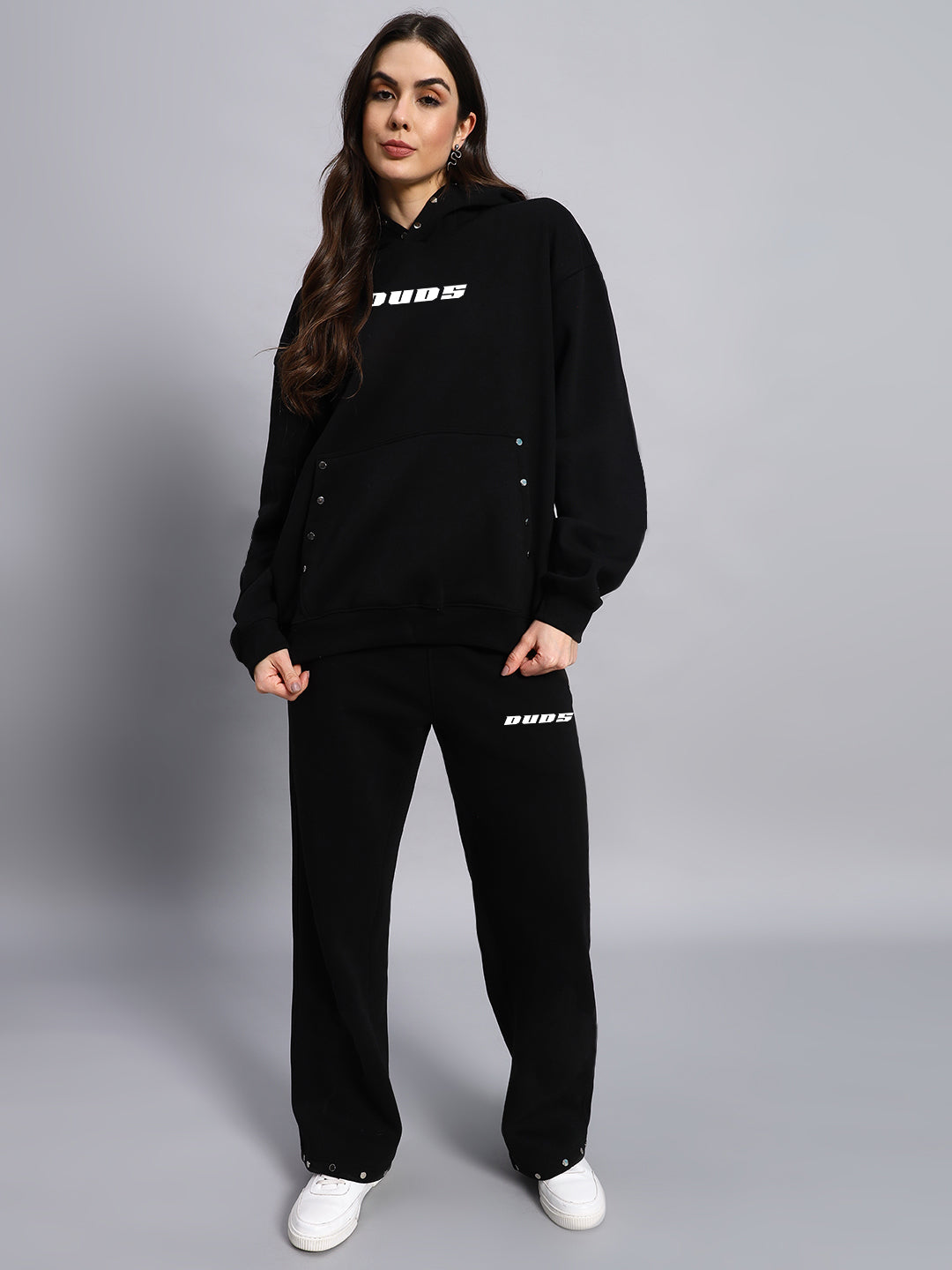 Women Rigid Fleece Hoodie (Black)