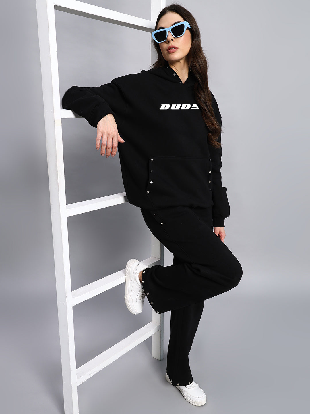 Women Rigid Fleece Hoodie (Black)