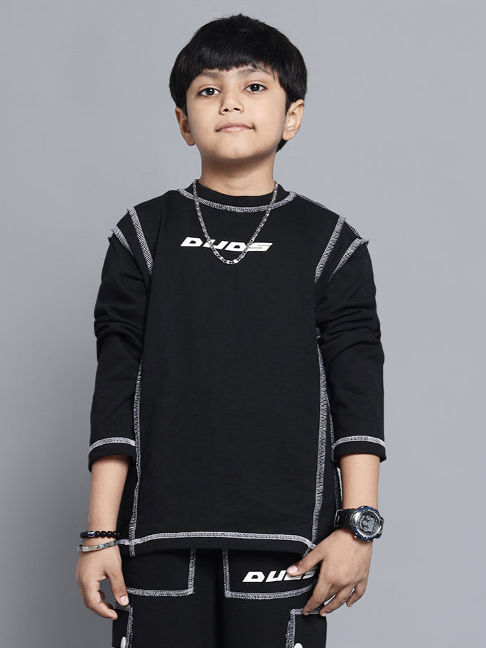 Dynamic Oversized Sweatshirt For Boys & Girls (Black)