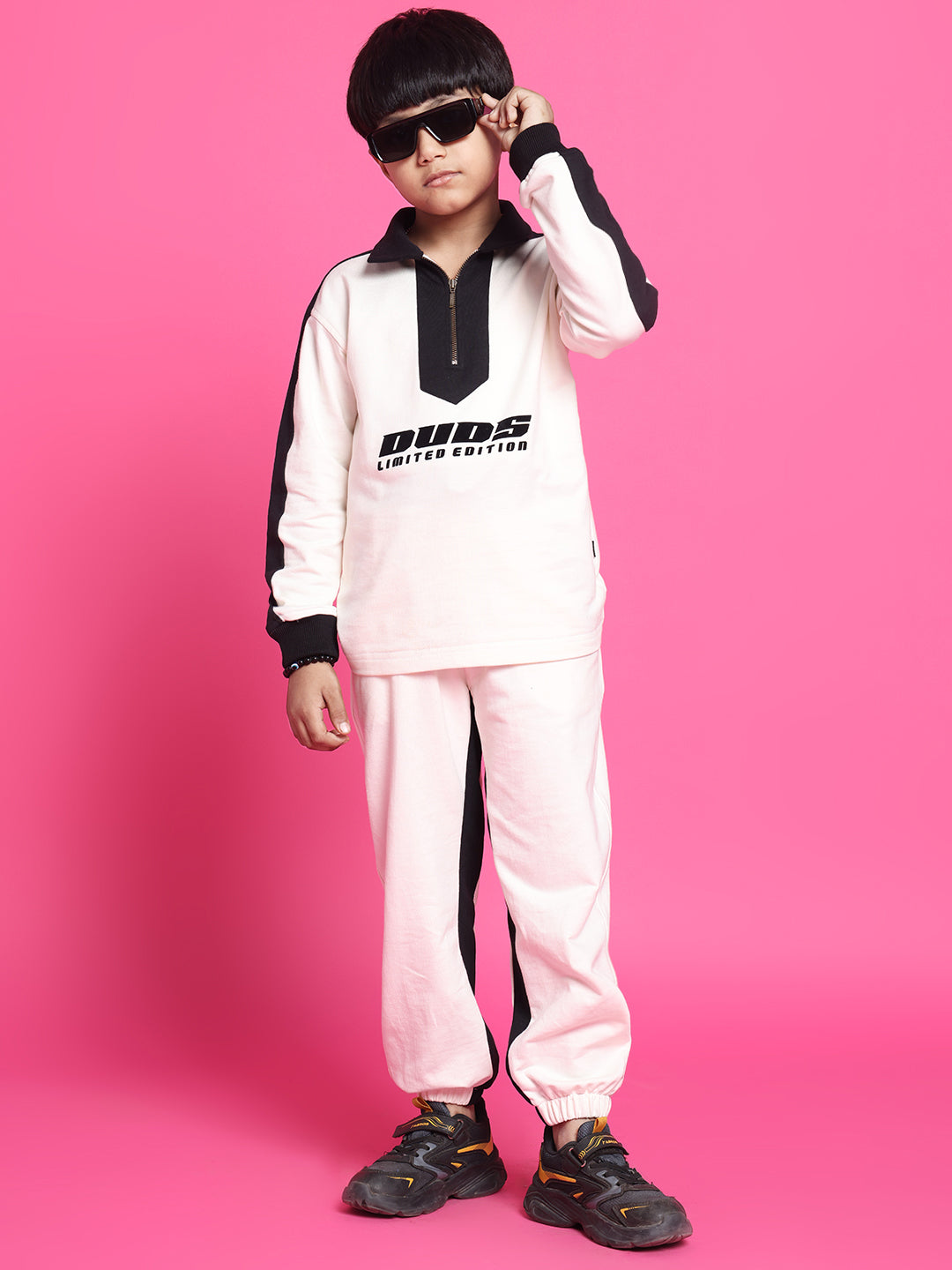 Splinter Oversized Co-Ord Set Boys & Girls (Off White-Black)