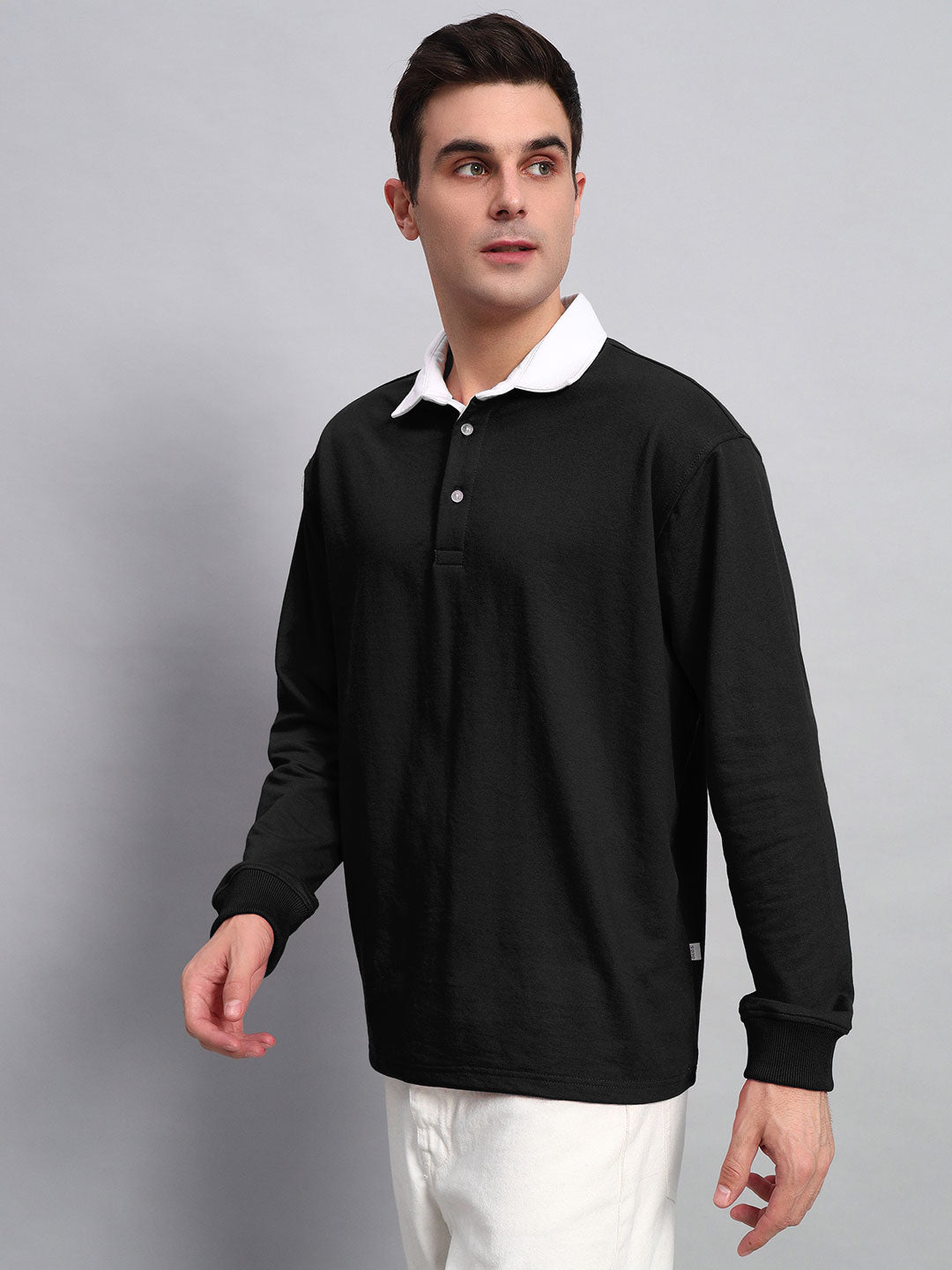 Sagol Polo Oversized Sweatshirt (Black)