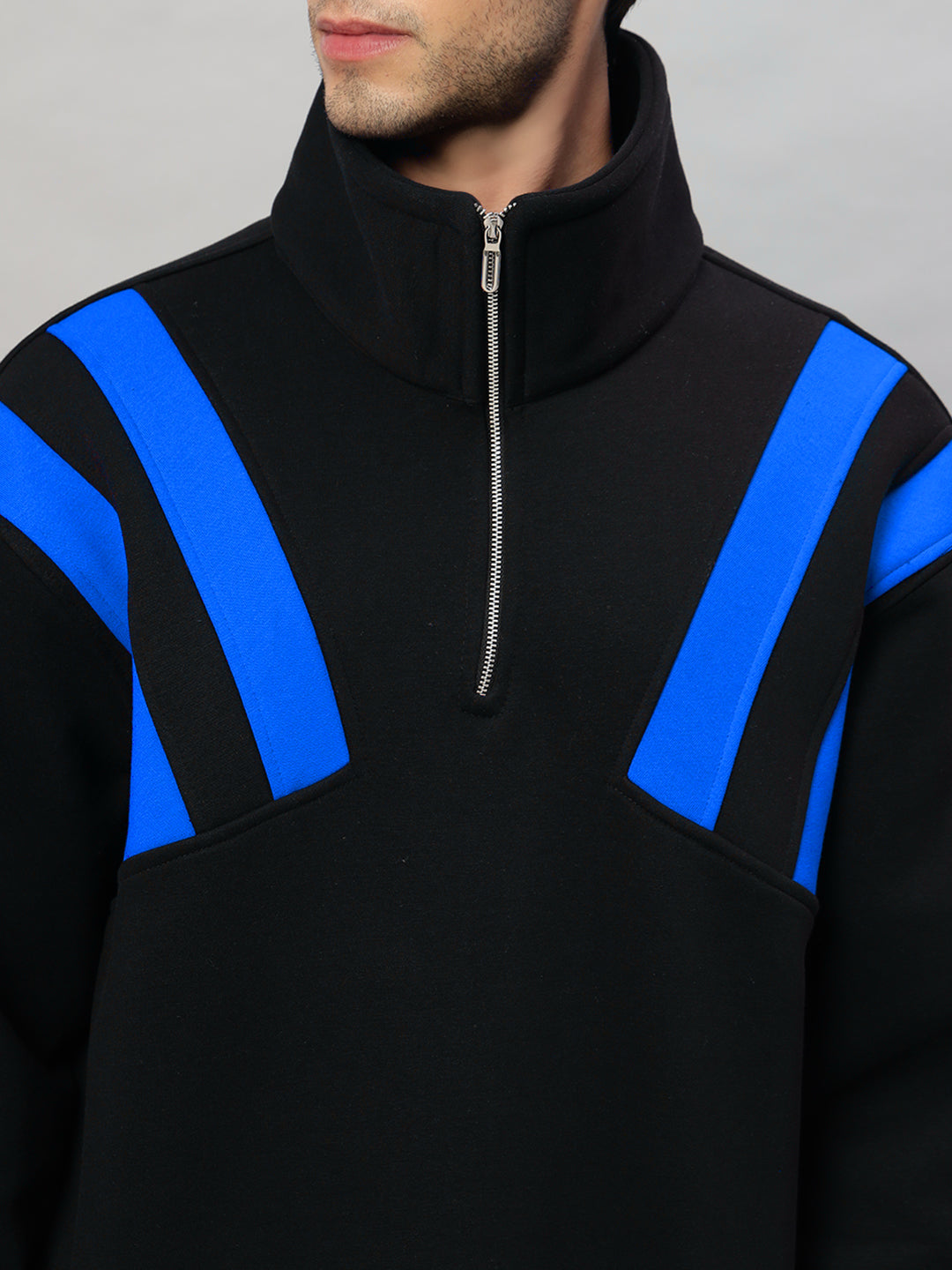 CROSSBAR COLORBLOCK JACKET (BLACK-R BLUE)