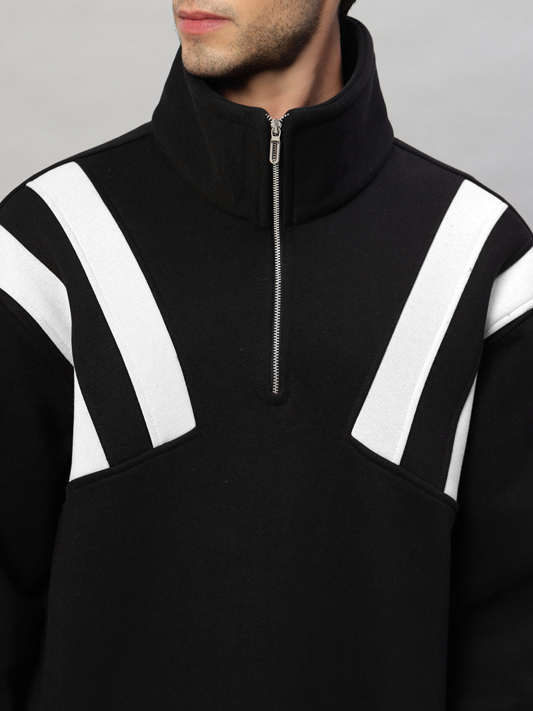 CROSSBAR COLORBLOCK JACKET (BLACK-WHITE)