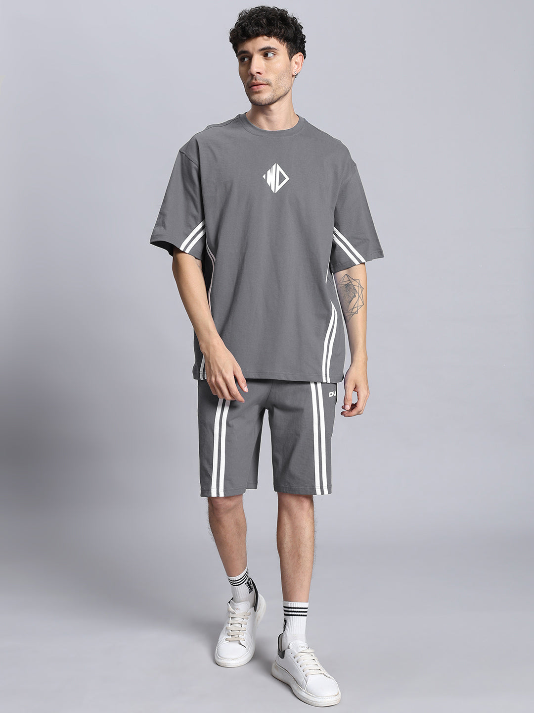 OUTLOOK SUMMER CO-ORD SHORTS SET (GREY)