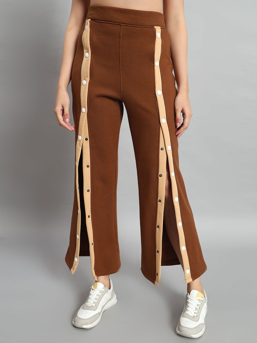 AURORA FLEECE FRONT OPEN PANT (BEIGE-BROWN)