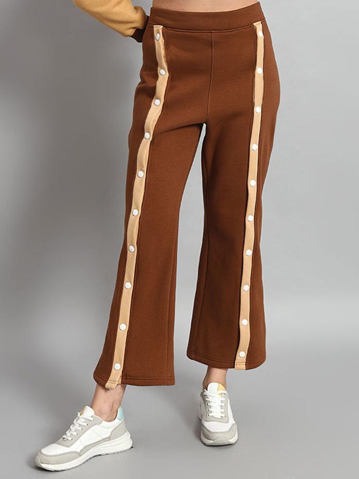 AURORA FLEECE FRONT OPEN PANT (BEIGE-BROWN)