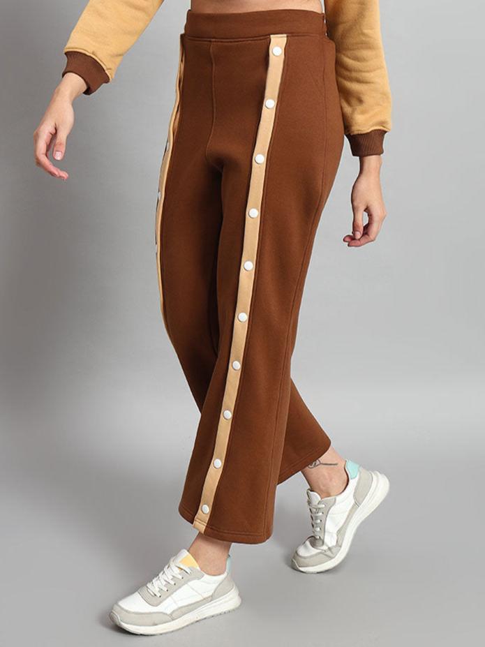 AURORA FLEECE FRONT OPEN PANT (BEIGE-BROWN)