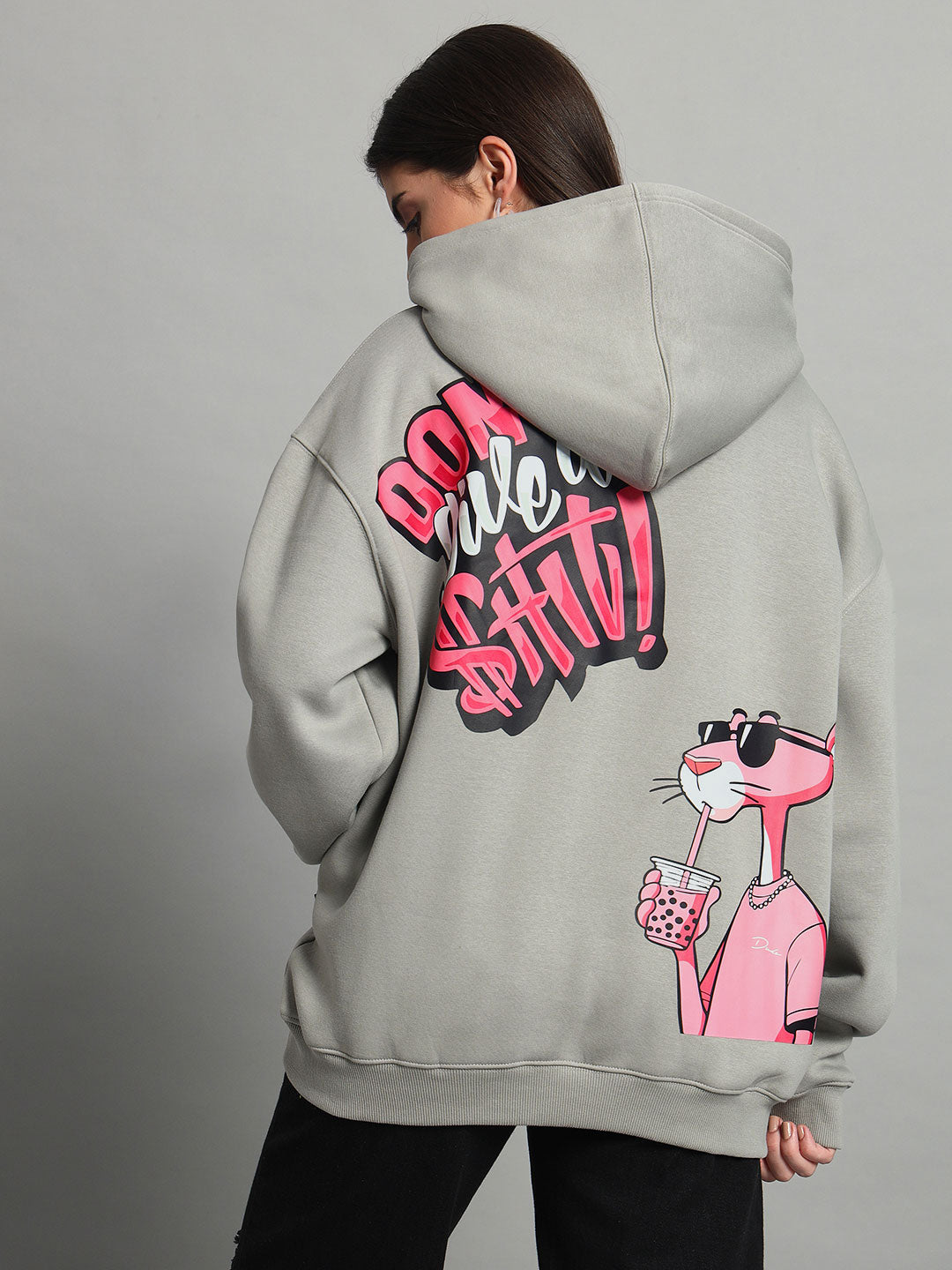 Women's Pink Panther Oversized Hoodie (Grey)