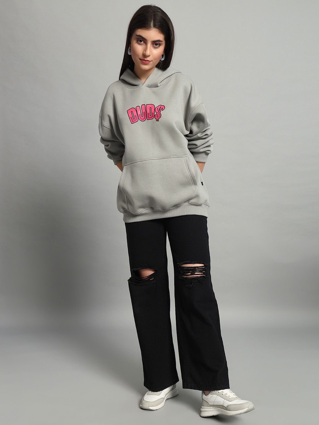 Women's Pink Panther Oversized Hoodie (Grey)