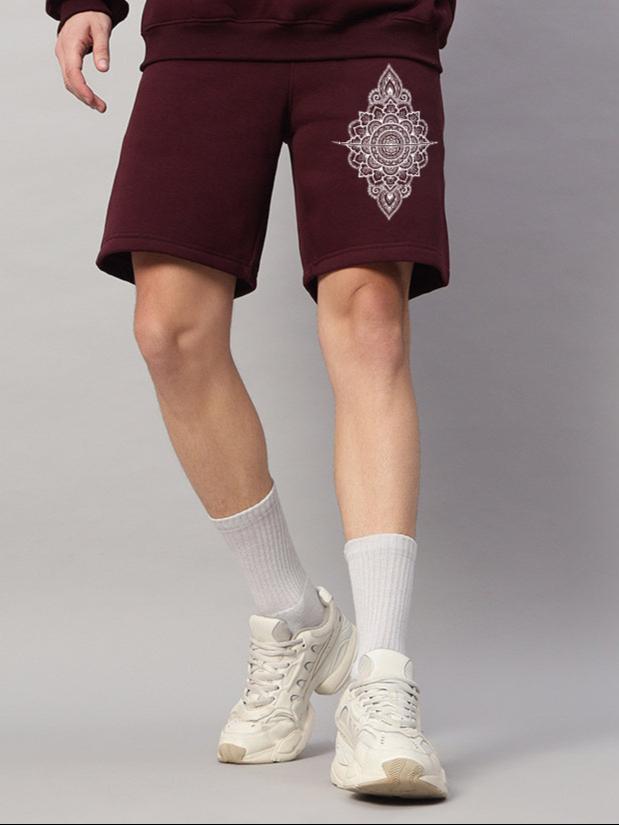 Yantra Fleece Shorts (Wine)