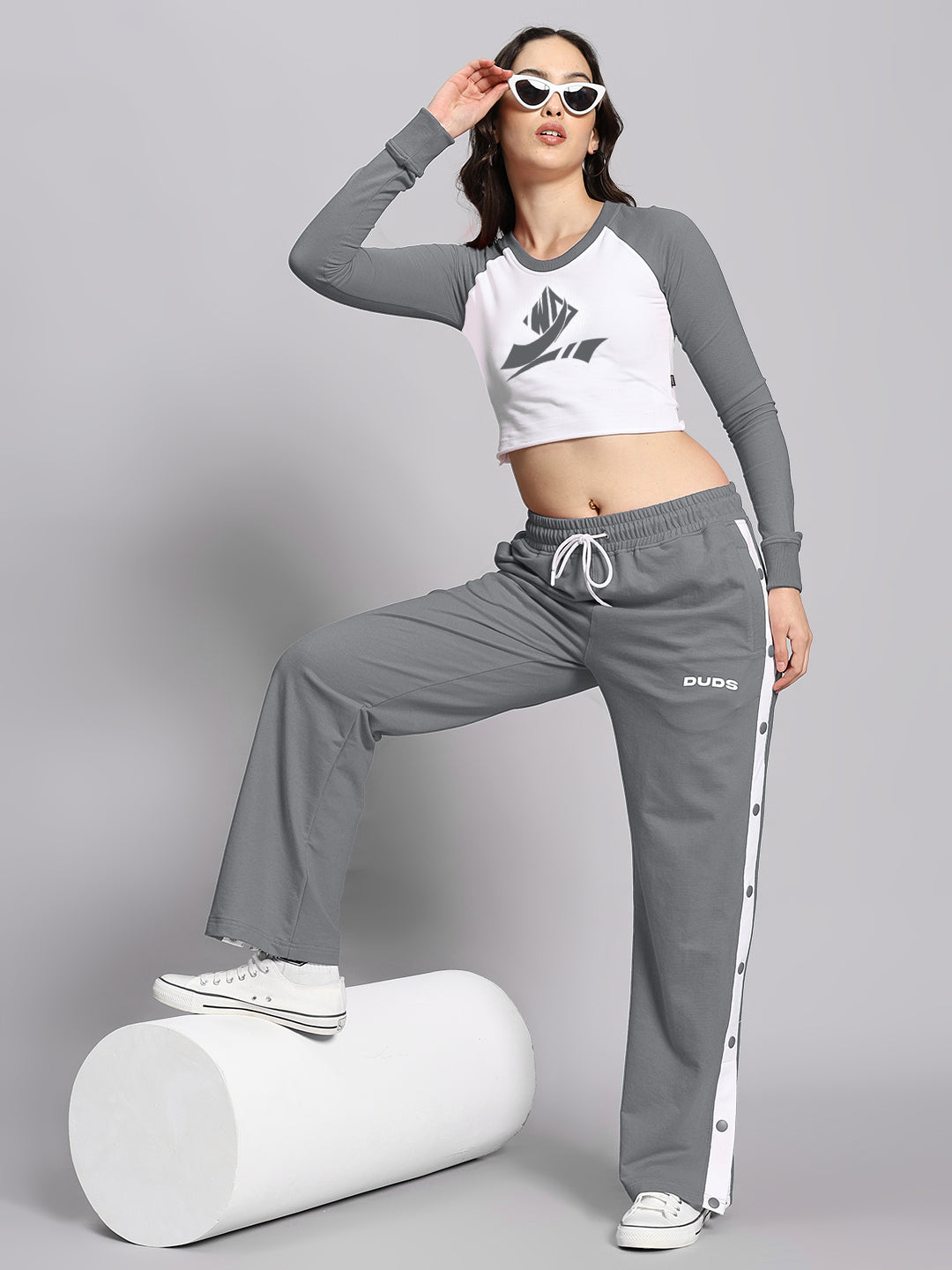 WOMEN'S EZEL CO-ORD SET (GREY WHITE)