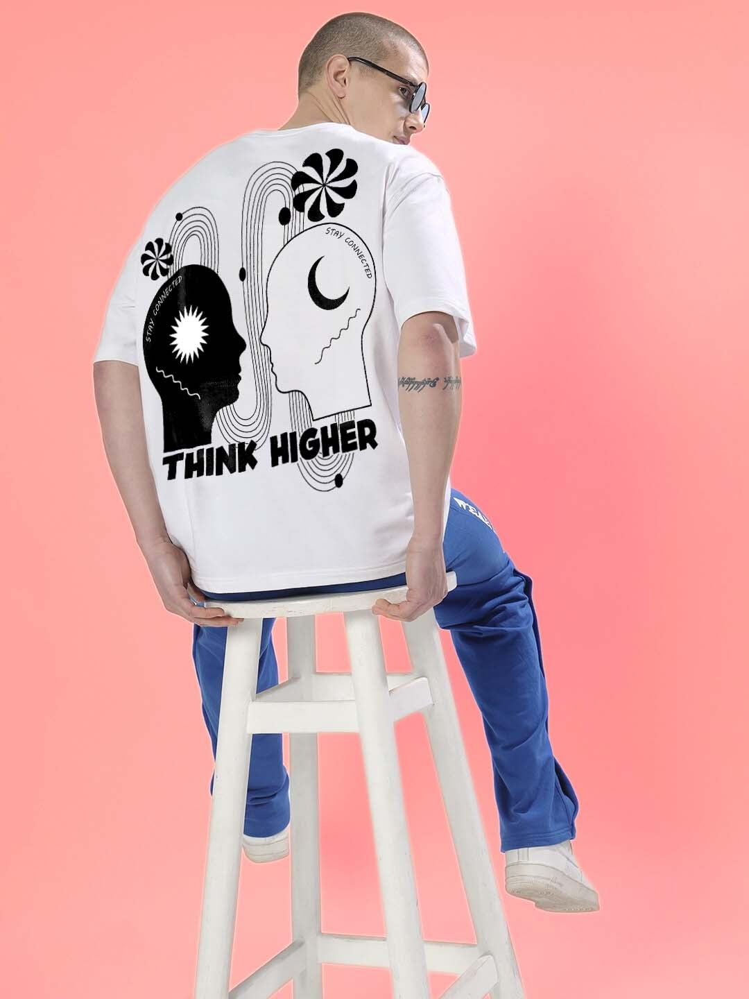 Think Higher Over-Sized T-Shirt (White)