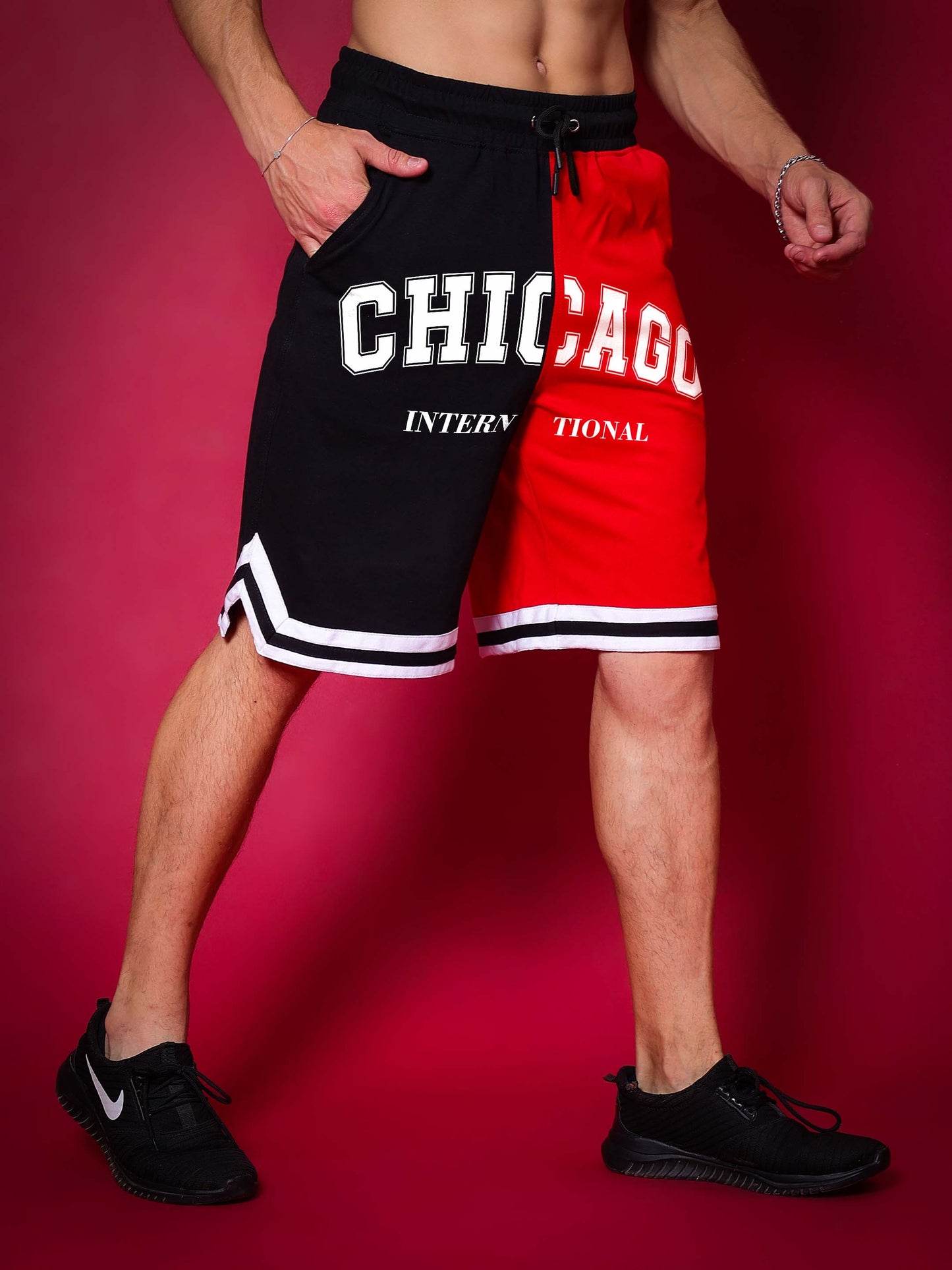 Chicago Regular Fit Shorts (Red-Black)