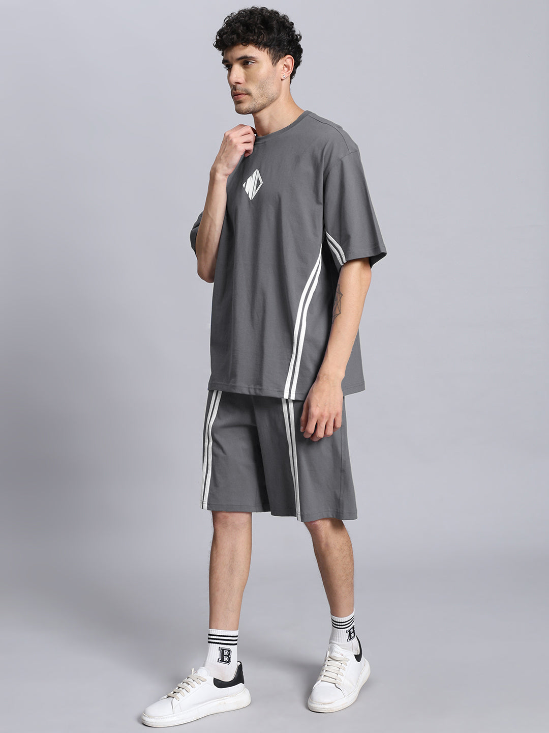 OUTLOOK SUMMER CO-ORD SHORTS SET (GREY)