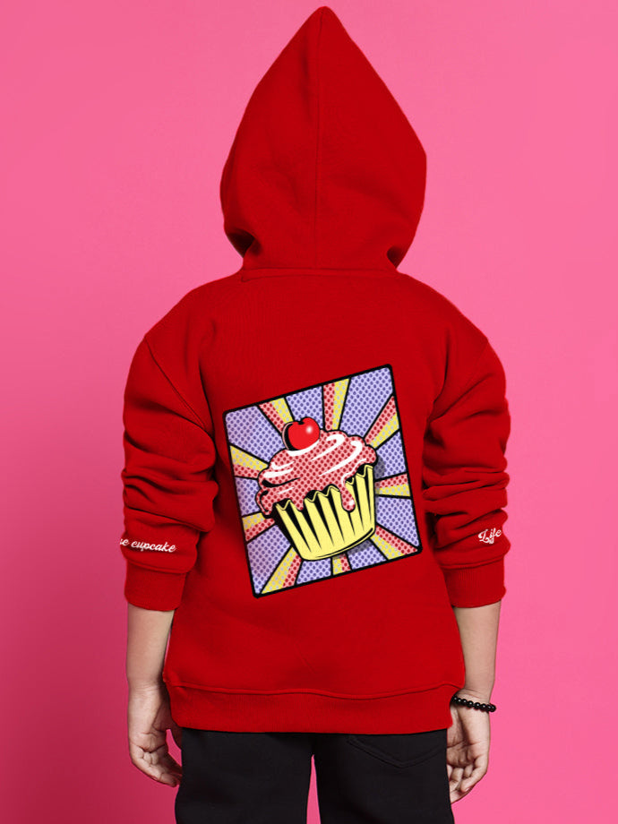 CUPCAKE OVERSIZED HOODIE BOYS & GIRLS (RED)