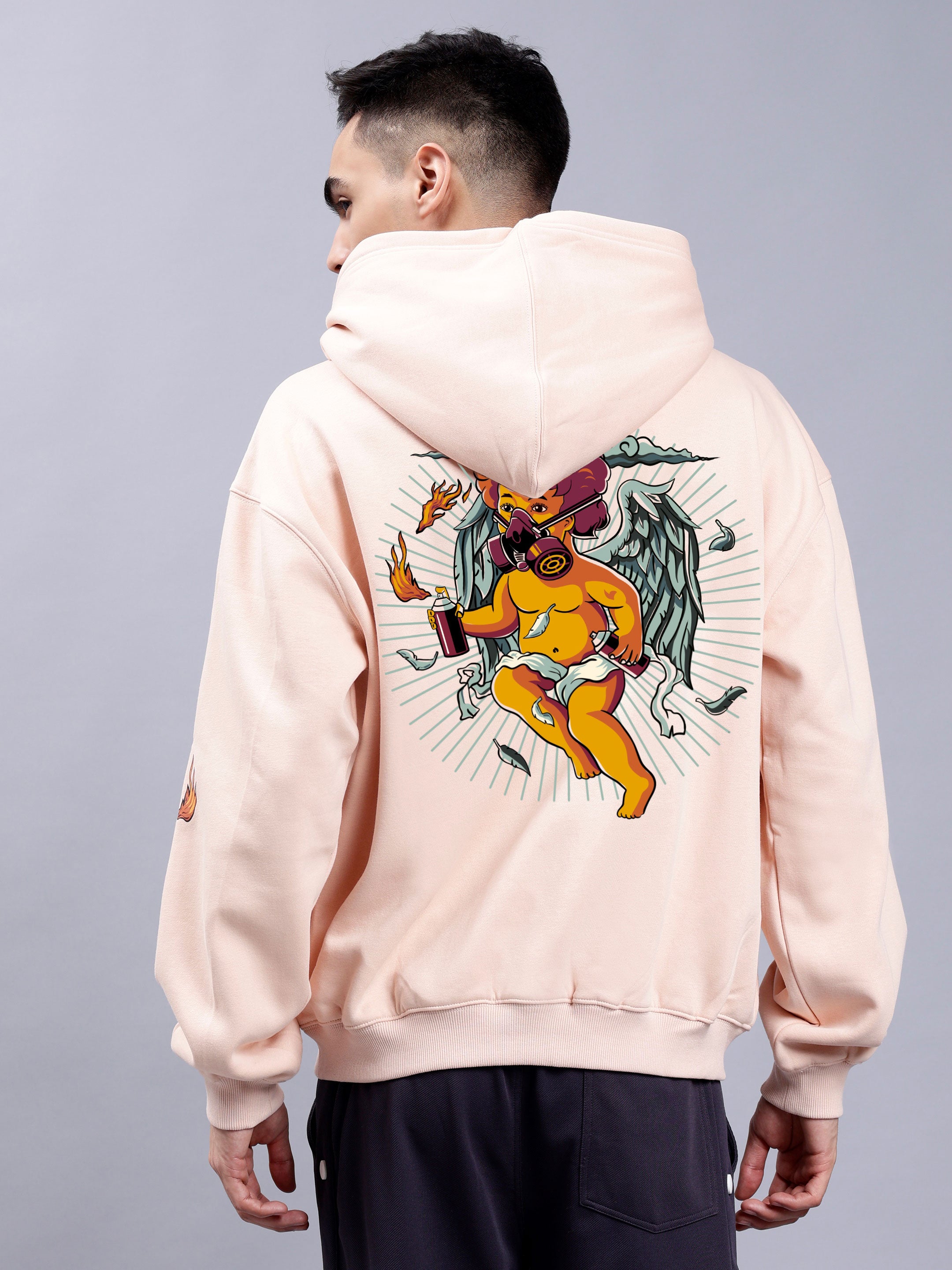 Drip Cupid Over- Sized Hoodies (Beige)