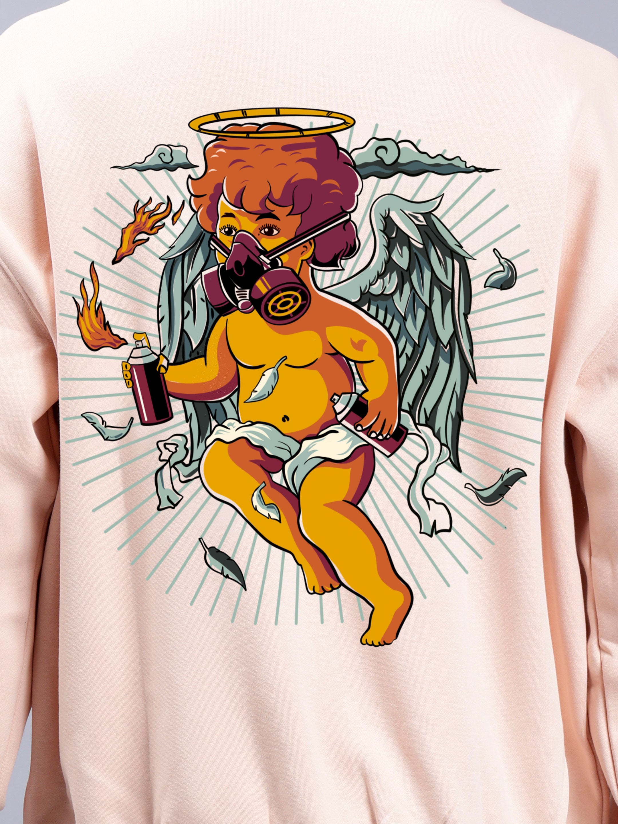 Drip Cupid Over- Sized Hoodies (Beige)