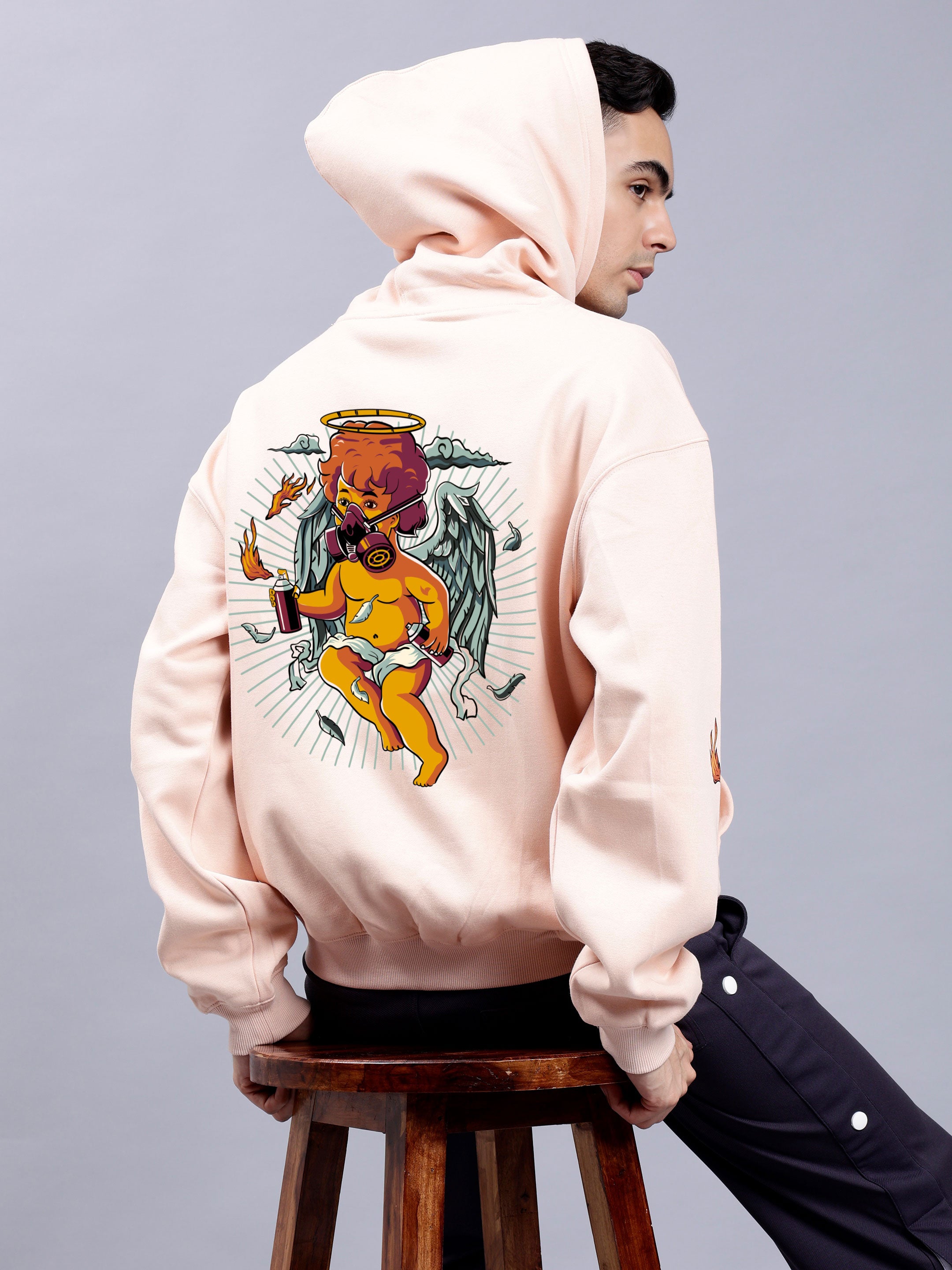 Drip Cupid Over- Sized Hoodies (Beige)