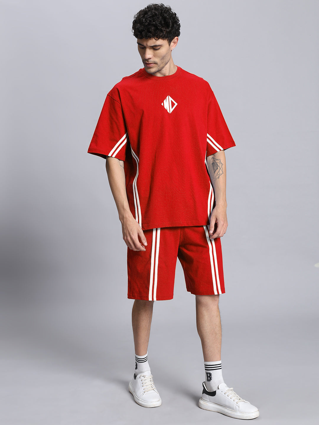 OUTLOOK SUMMER CO-ORD SHORTS SET (RED)