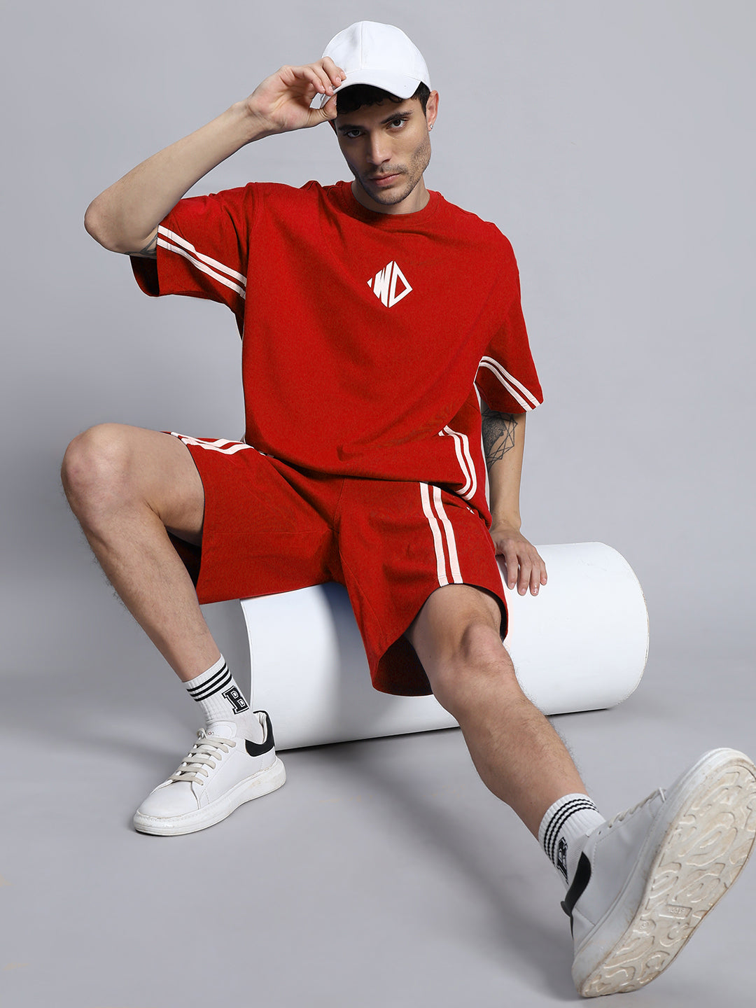 OUTLOOK SUMMER CO-ORD SHORTS SET (RED)