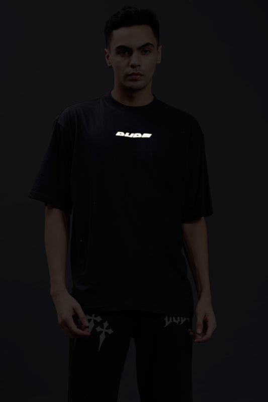 faith in techno os t shirt with reflective print black