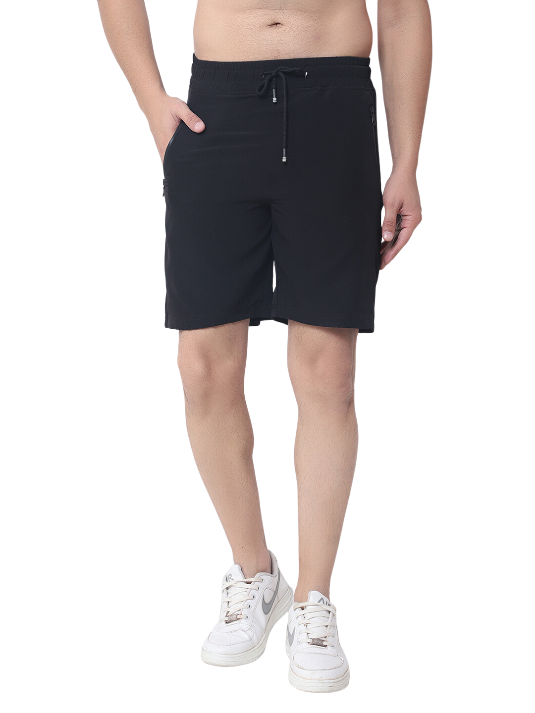 Gym Shorts With Zipper Pocket (Black) - Wearduds