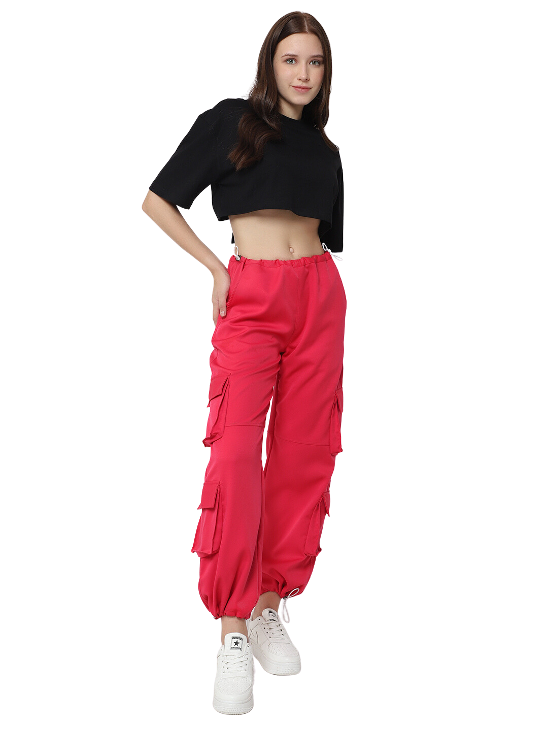 Street Wear Parachute Cargo Pants (Hot Pink) - Wearduds