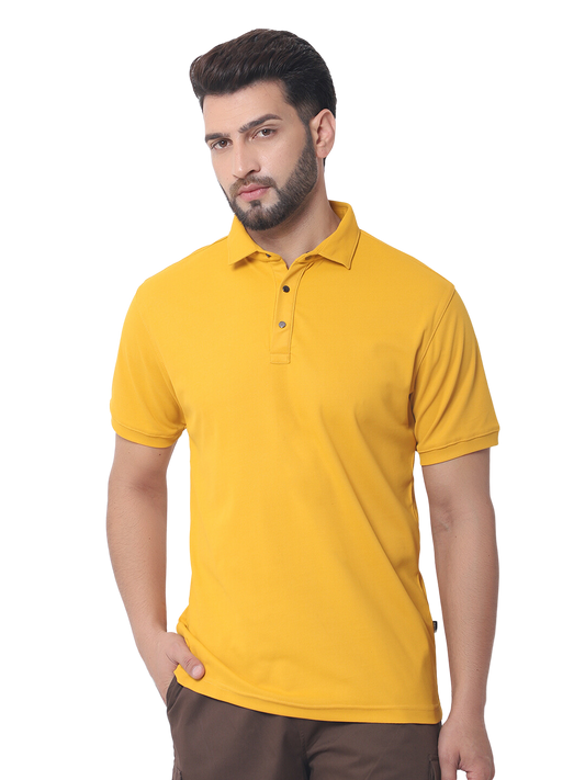 yellow polo neck t shirt