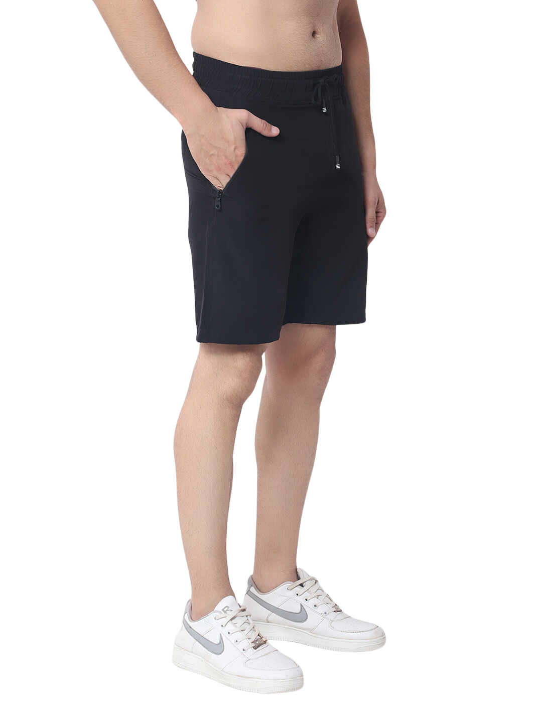 Gym Shorts With Zipper Pocket (Black) - Wearduds